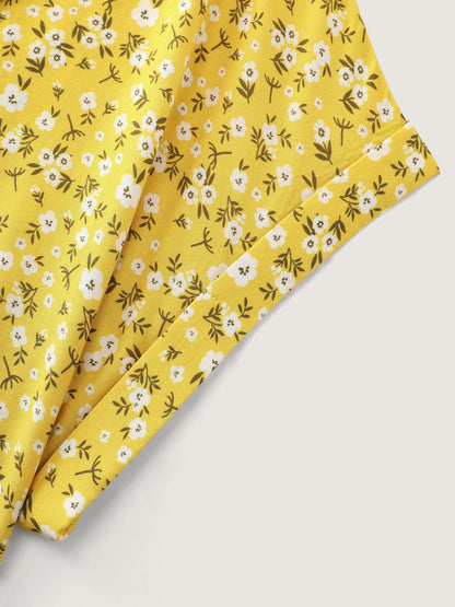 Floral Print V-Neck Dolman Sleeve Blouse