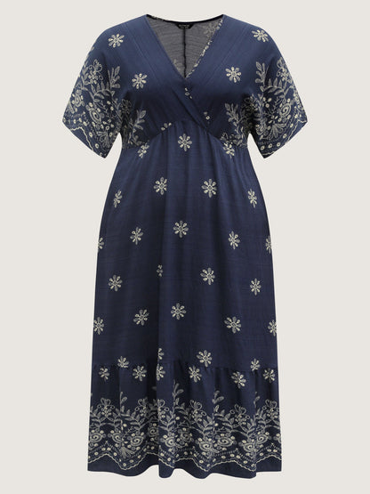 Surplice Neck Split Side Pockets Maxi Dress