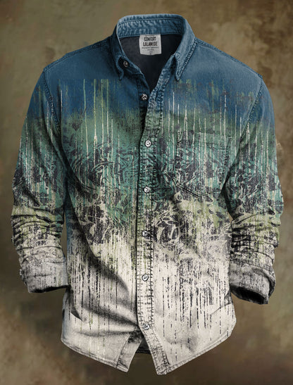 Vintage Abstrct Art Print Casual Hoodie Cardigan