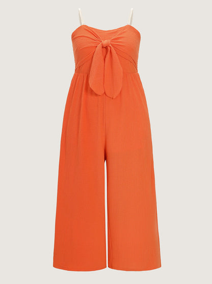 Bowknot Front Color Contrast Jumpsuit