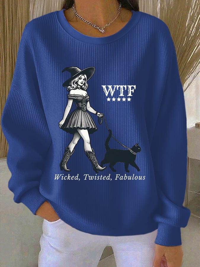 🔥HOT SALE🔥Women's WTF Wicked Twisted Fabulous Print Casual Sweatshirt