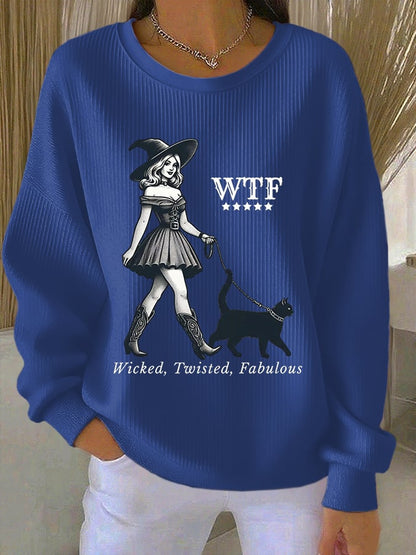 🔥HOT SALE🔥Women's WTF Wicked Twisted Fabulous Print Casual Sweatshirt