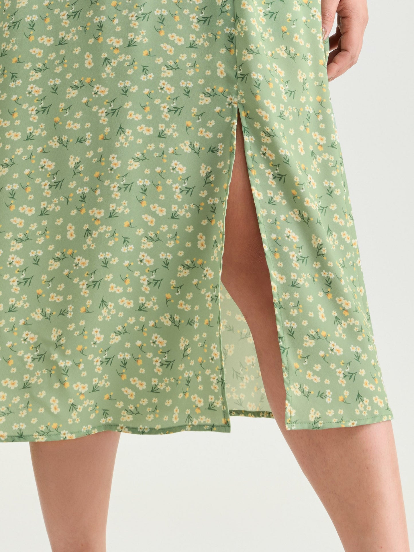 Floral Print Bustier Drawstring Midi Dress
