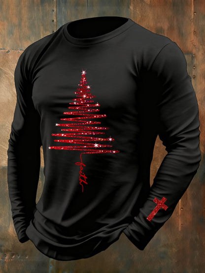Men's Christmas Print Crew Neck Long Sleeve T-Shirt