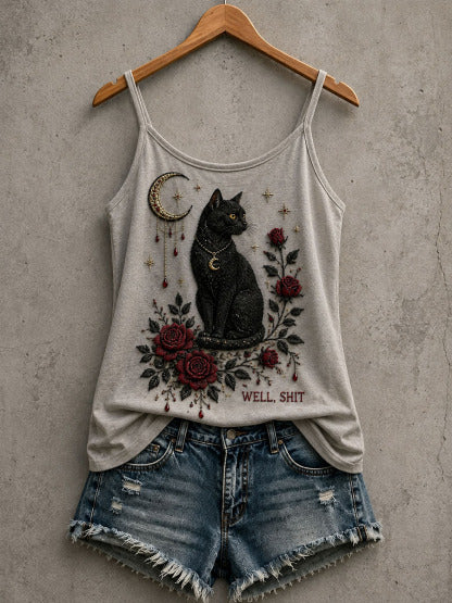 Women's Gothic Black Cat Tank Top
