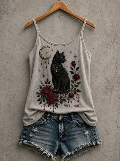 Women's Gothic Black Cat Tank Top