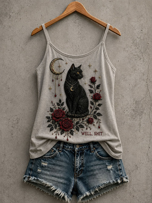 Women's Gothic Black Cat Tank Top