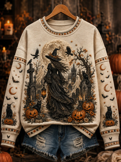 Women'sHalloween Round-Neck Long-Sleeve T-Shirt