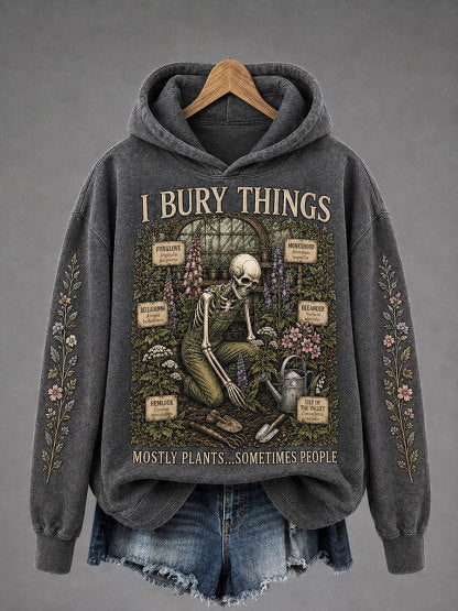Women's 'I Bury Things Mostly Plants Sometimes People' Halloween Floral Casual Regular Sweatshirt