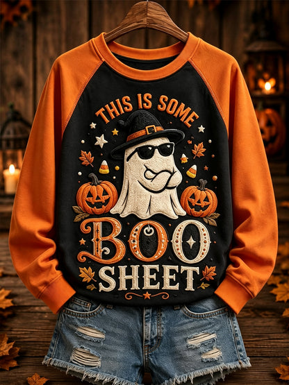 Women's Funny Halloween Ghost There Is Some Boo Sheet Print Casual Sweatshirt