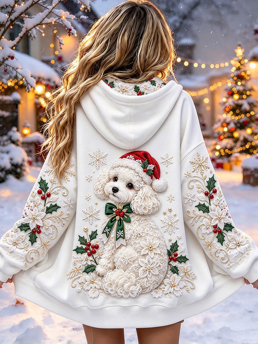 Women's Christmas Poodle-Print Jackets