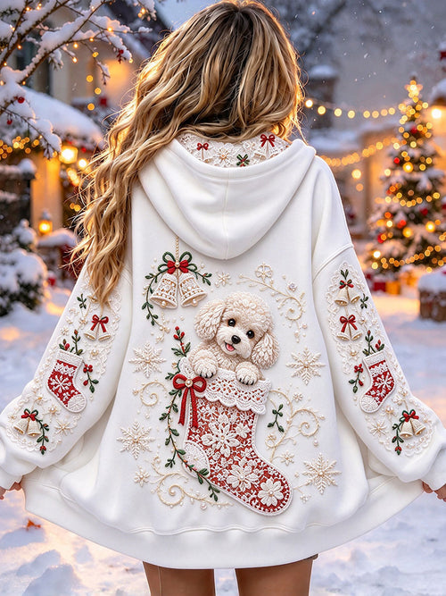 Women's Christmas Poodle-Print Jackets
