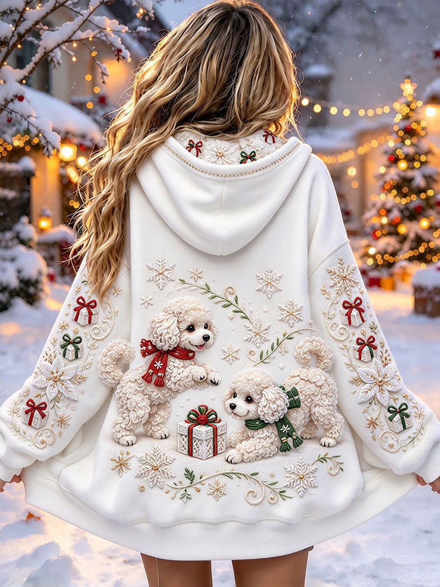 Women's Christmas Poodle-Print Jackets