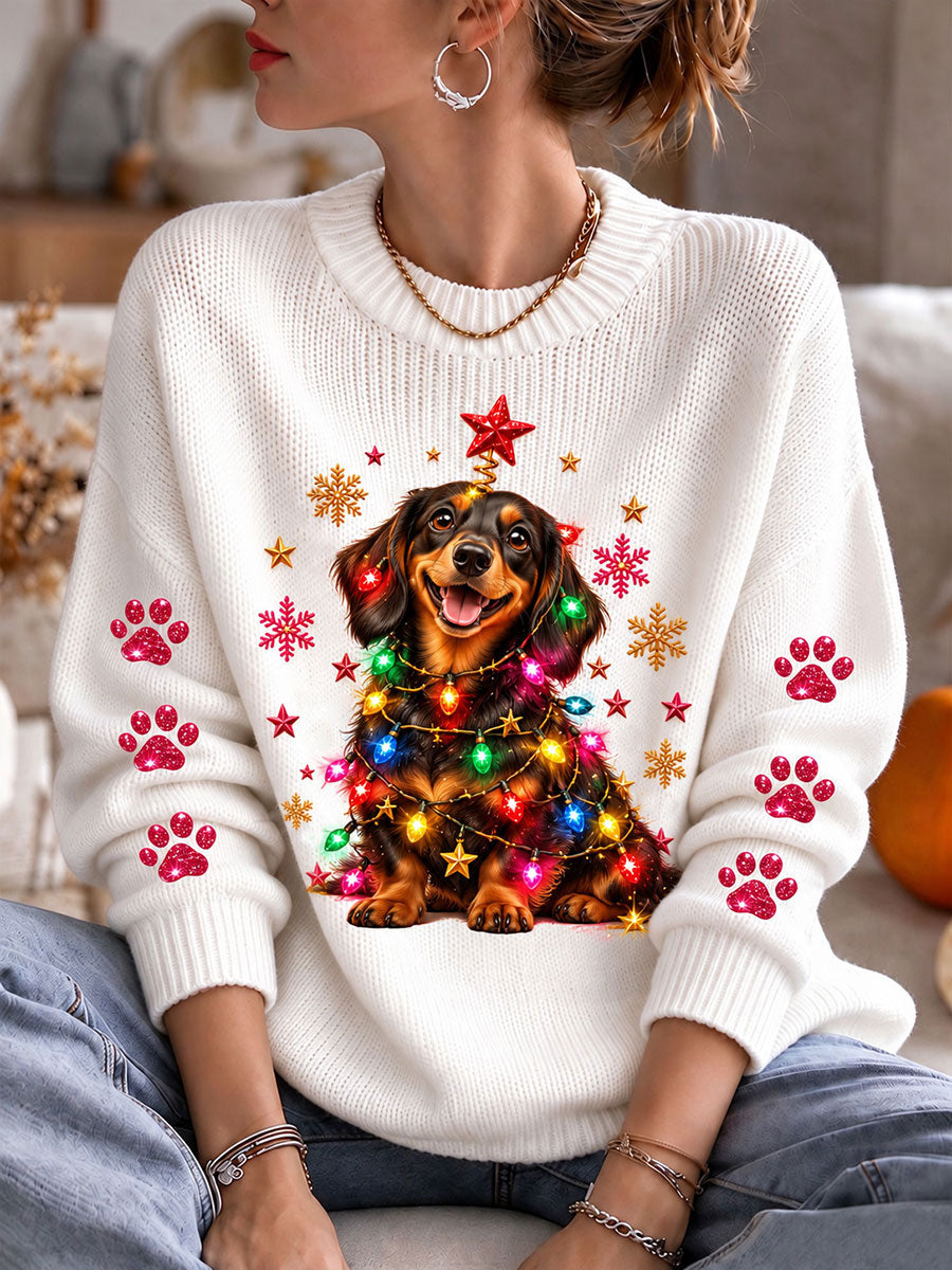 Women's Christmas Dachshund Cozy Knit Sweater