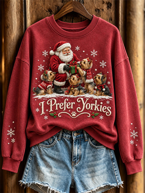 Women's I Prefer Yorkies Pattern Causal Regular Sweatshirt
