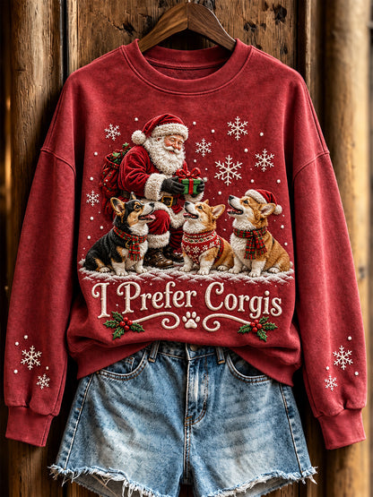 Women's I Prefer Corgis Pattern Causal Regular Sweatshirt