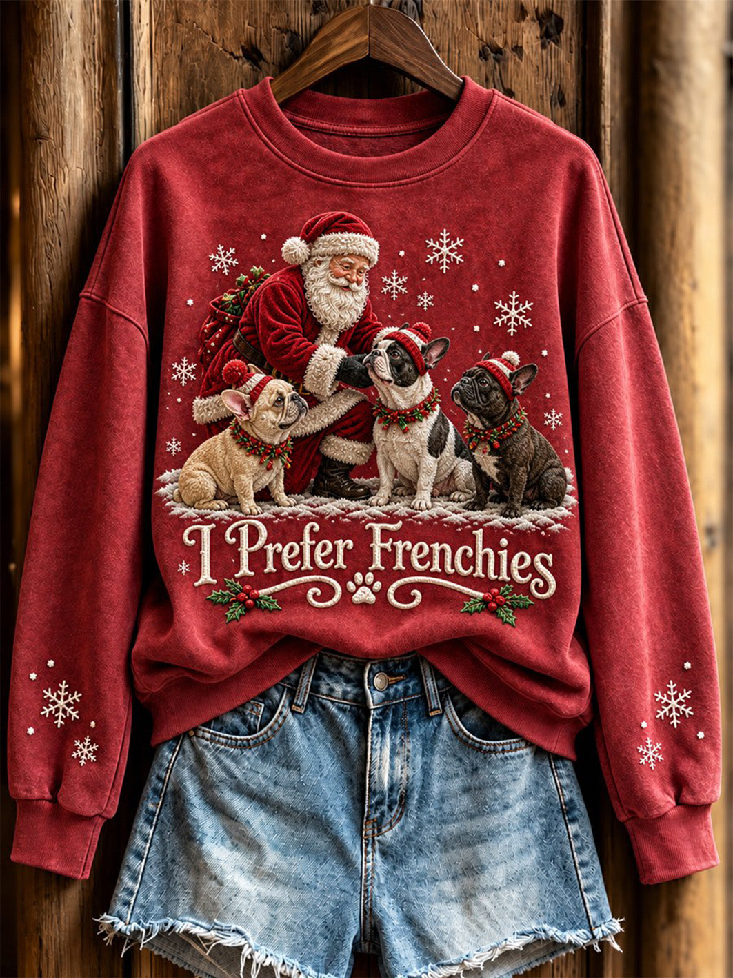 Women's I Prefer Frenchies Pattern Causal Regular Sweatshirt