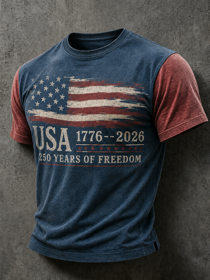 🔥Buy 3 Get 10% Off🔥Men'S Casual American 250Th Anniversary Printed Round Neck Short Sleeved T-Shirt