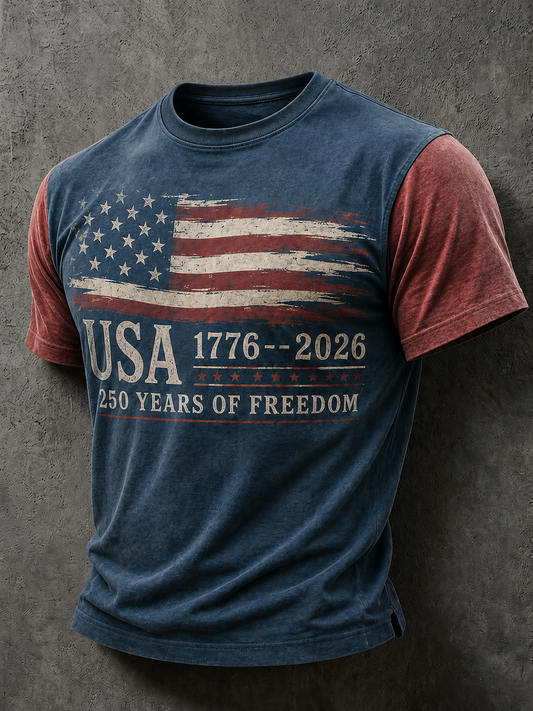 🔥Buy 3 Get 10% Off🔥Men'S Casual American 250Th Anniversary Printed Round Neck Short Sleeved T-Shirt