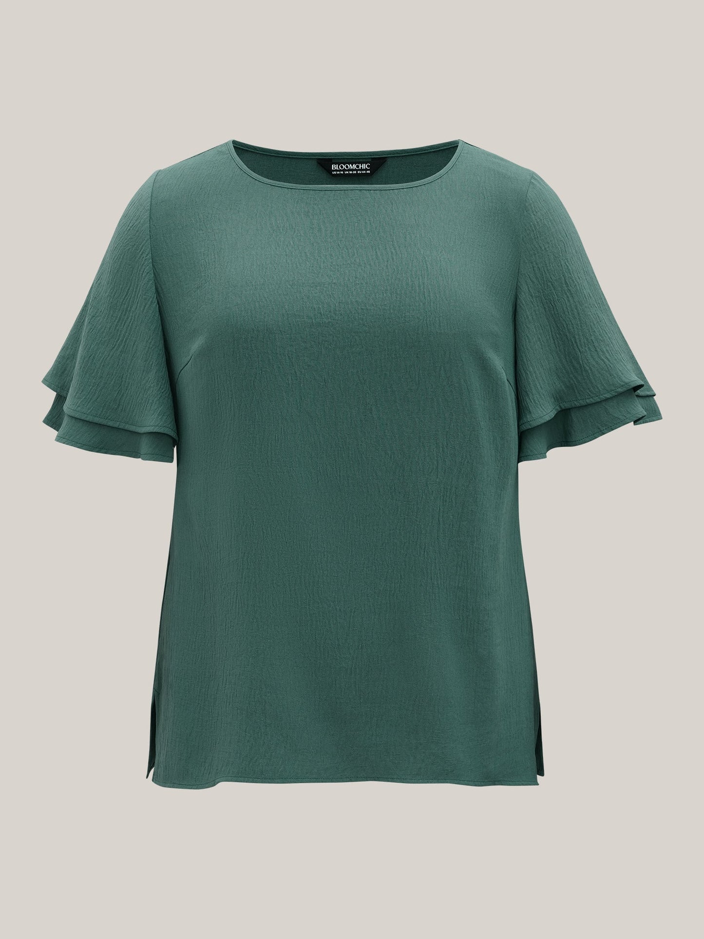 Solid Tiered Ruffles Split Hem Blouse