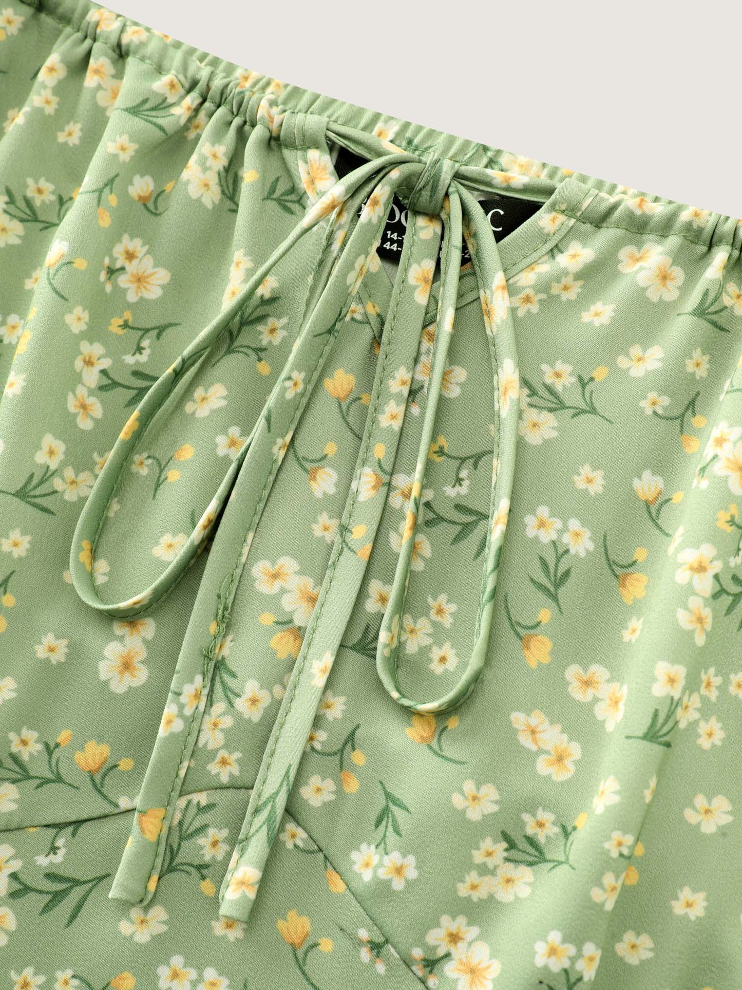 Floral Print Bustier Drawstring Midi Dress