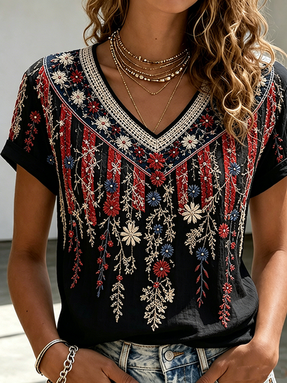 Women's American Flag Printed Casual T-shirt