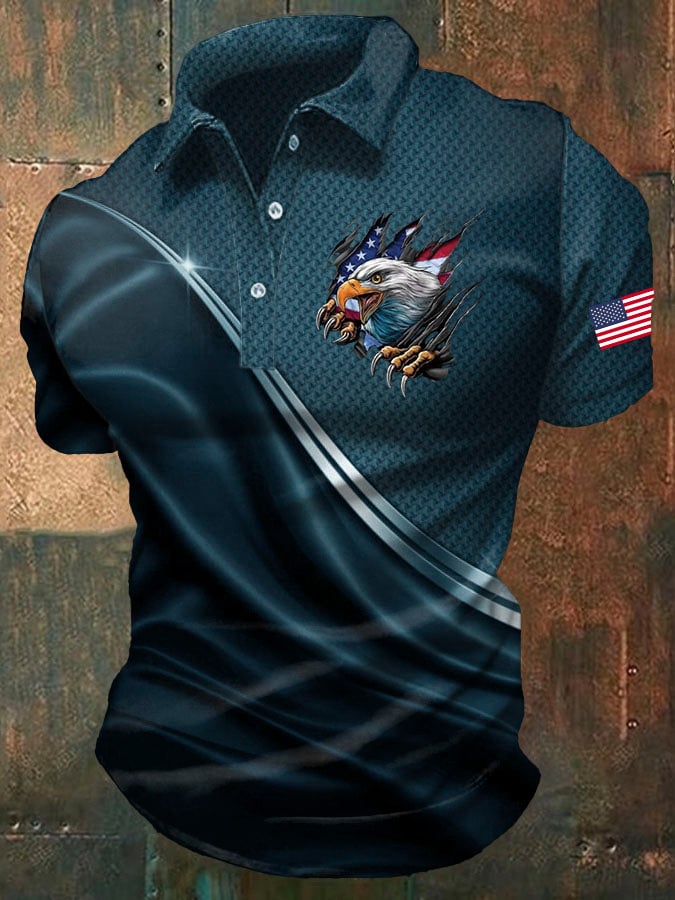 Men's America 250th Anniversary Print Casual Polo Shirt