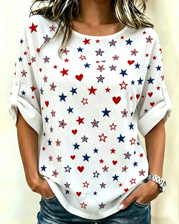 250th Anniversary Heart Star Crew Neck Blouse