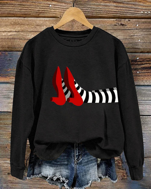 Women’s Halloween-Printed Casual Crew-Neck Sweatshirt