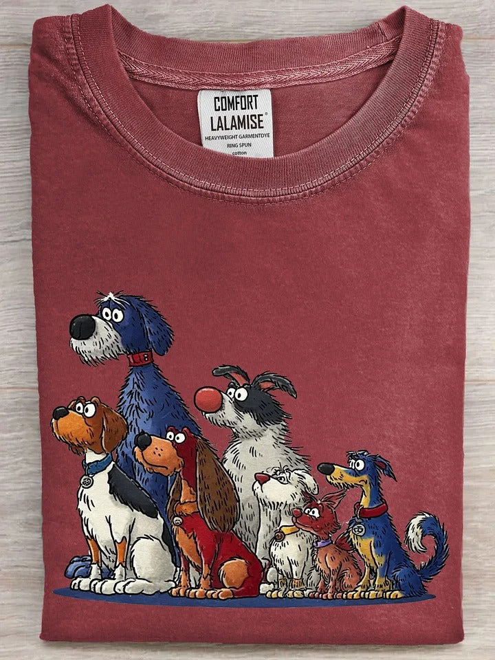 The Waiting Dog Art Casual Cotton Short Sleeve T-shirt