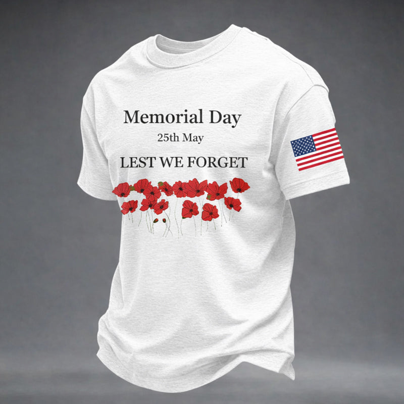 Memorial Day Poppy Print Men's Casual T-Shirt
