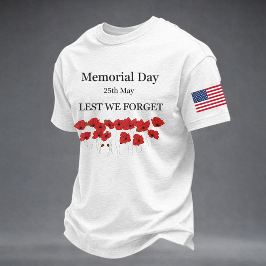 Memorial Day Poppy Print Men's Casual T-Shirt