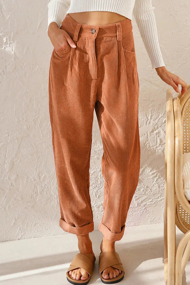 Women'S Corduroy Loose Straight Trousers