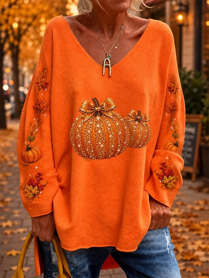 Women's Casual V-Neck Printed Top