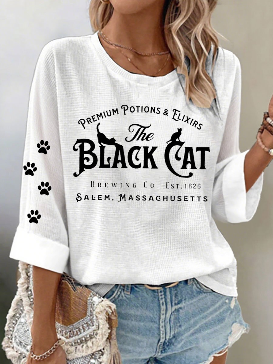 Women's casual Halloween Premium Potions and Flixirs The Black Cat Brewing Co T-shirt