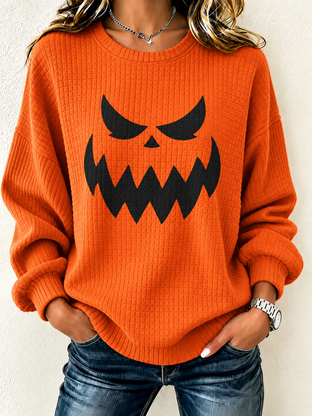 Women'S Casual Autumn Pumpkin Art Printed Top