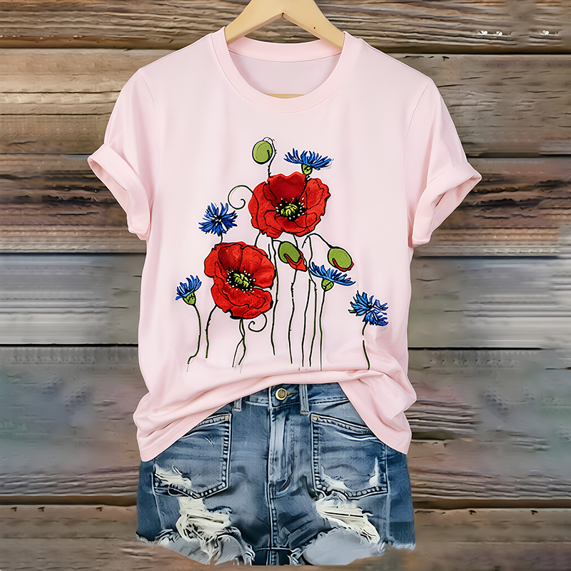 Women's "Red Friday" Poppy Commemorative Crew-Neck T-Shirt