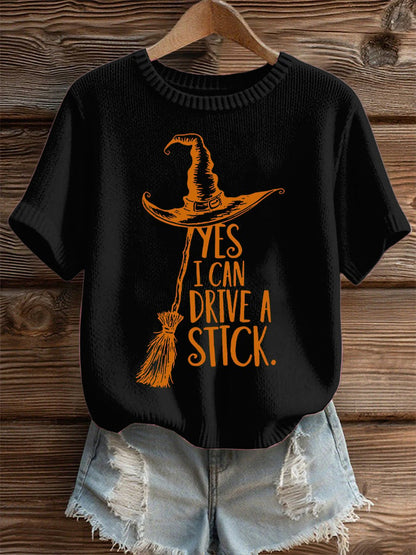 🔥HOT SALE🔥Women's Yes I Can Drive A Stick Print Round Neck T-Shirt