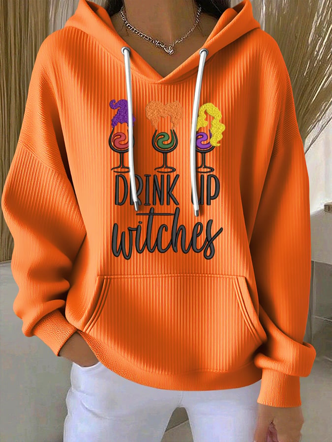 🔥HOT SALE🔥Women'S Drink Up Witches Print Casual Hoodie