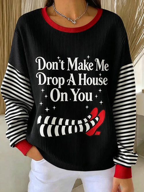 Women's Halloween Witch Print Long-Sleeve Knit Top