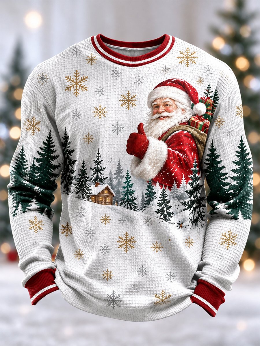Men's Christmas Waffle Long Sleeve T-Shirt