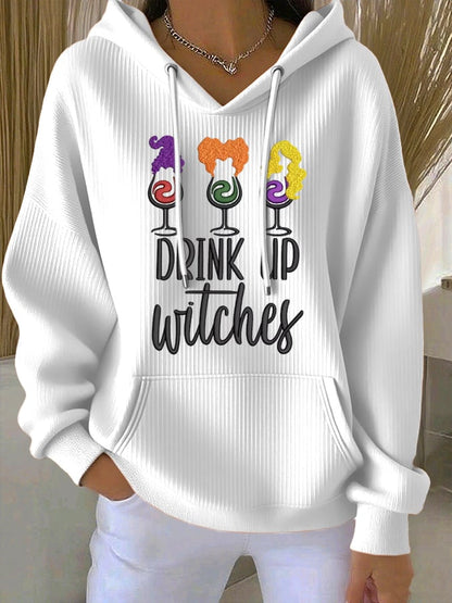 🔥HOT SALE🔥Women'S Drink Up Witches Print Casual Hoodie