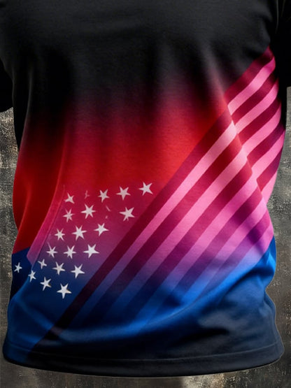 Men's Retro Patriot Camouflage Patchwork T-shirt