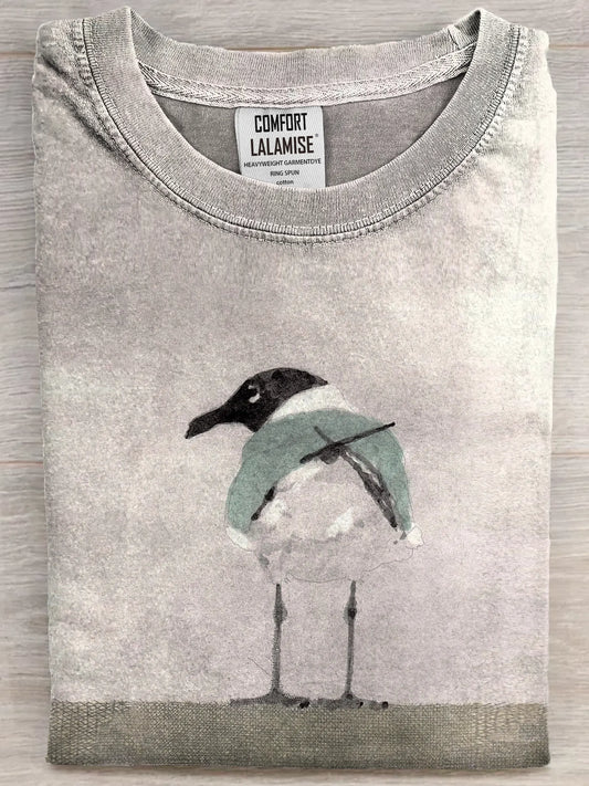 Funny Retro Dark Raven Art Print Casual Cotton Short Sleeve T-shirt