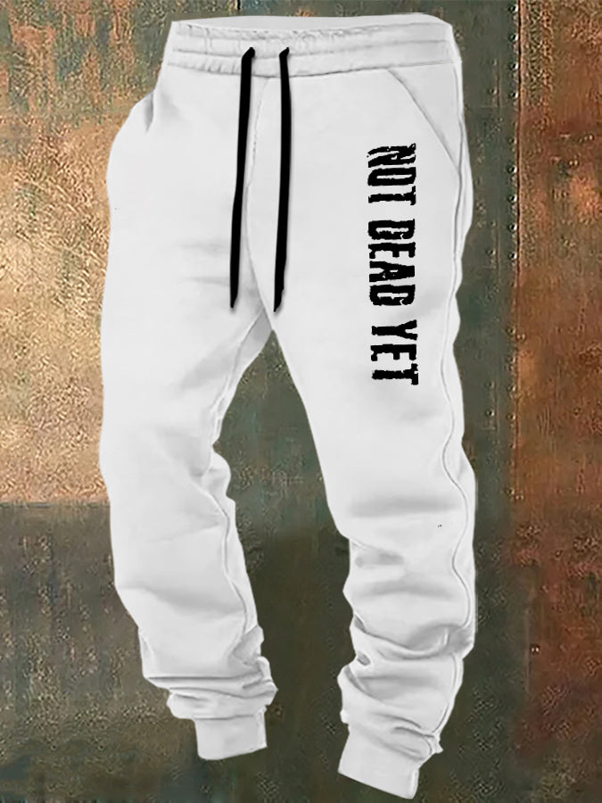 Not Dead Yet Pattern Print Casual  Casual Sweatpants