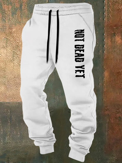 Not Dead Yet Pattern Print Casual  Casual Sweatpants