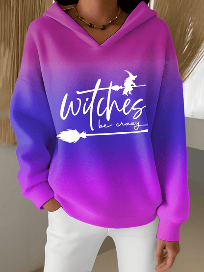🔥HOT SALE🔥Women's Halloween Witch Print Furry Lined Hoodie