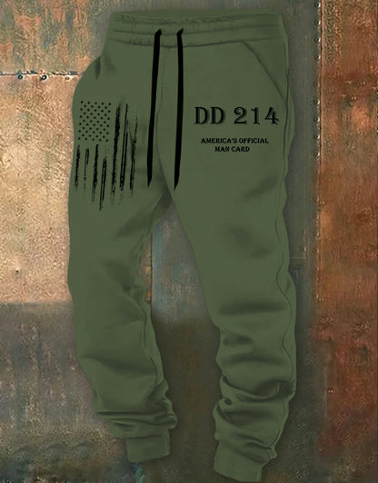 Men's DD214 America Official Man Card Print Casual Sweatpants