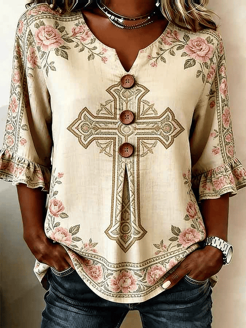 Women's Faith Floral Print Top