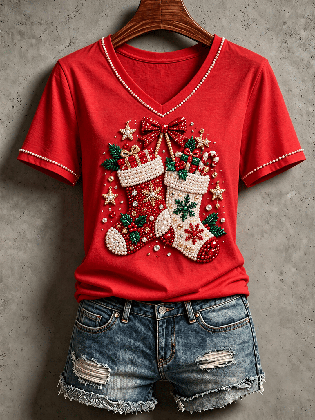 Women's Christmas Print T‑Shirt